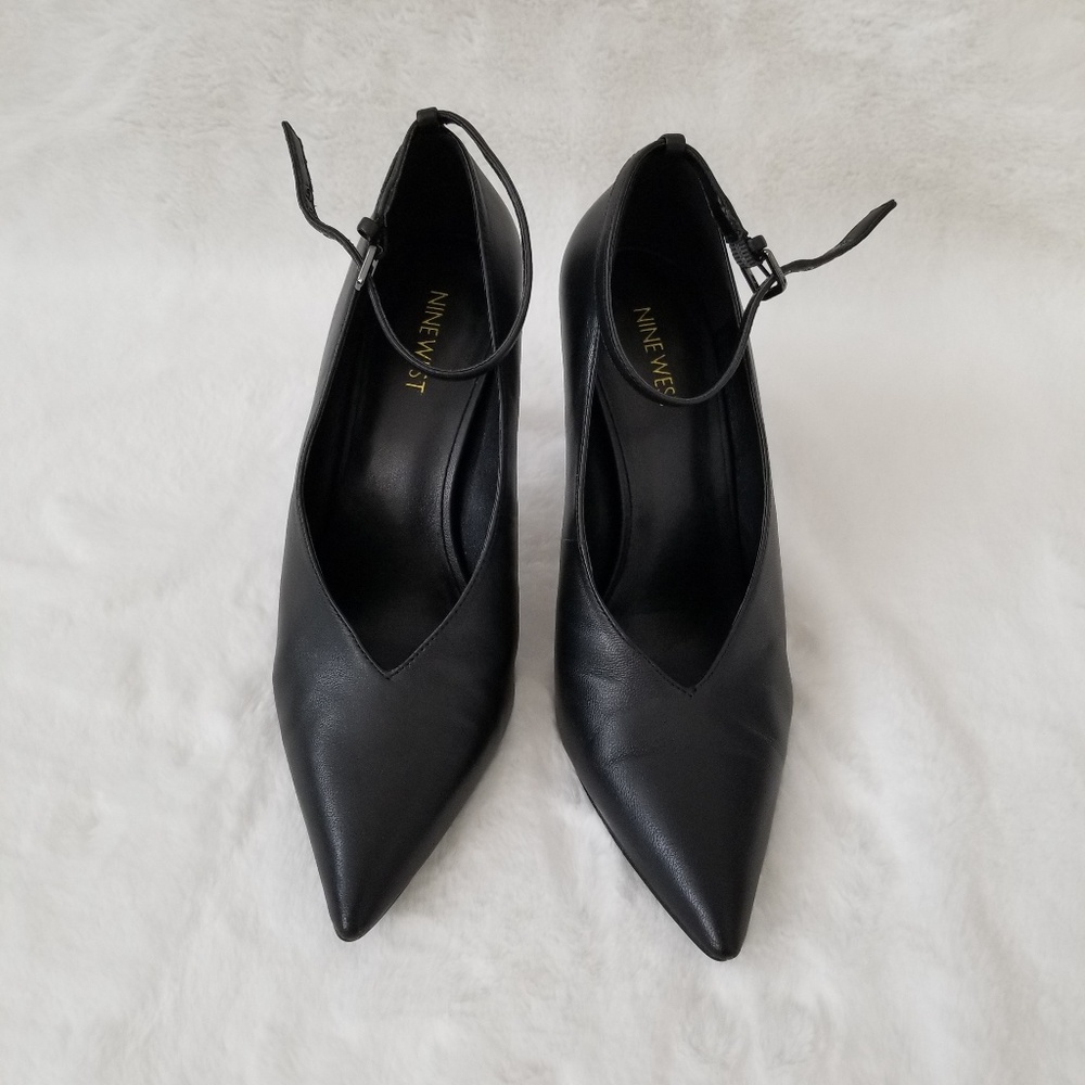 Nine West black pumps with strap